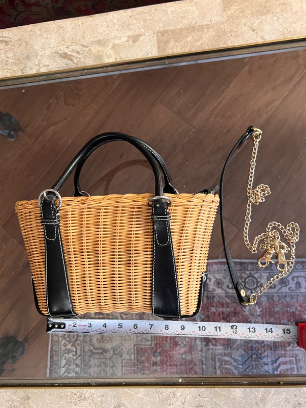 Vintage Ann Taylor vintage wicker/leather hand crossbody bag RARE!